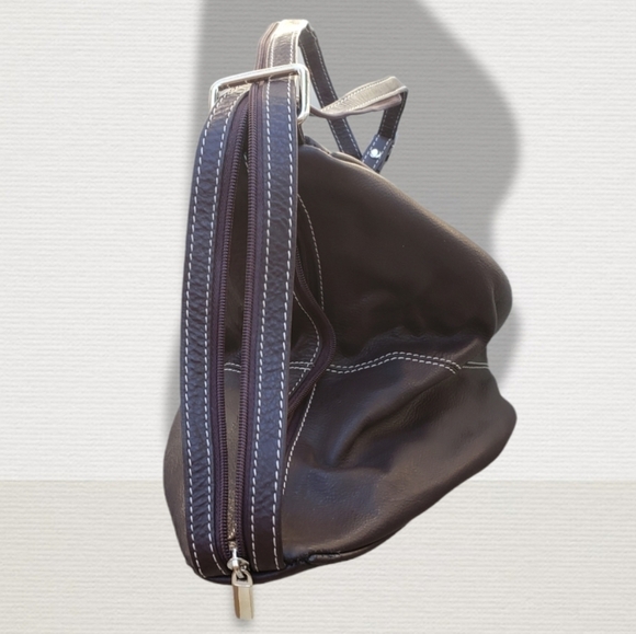 Biacci Brown Leather backpack purse NWT - Picture 6 of 11